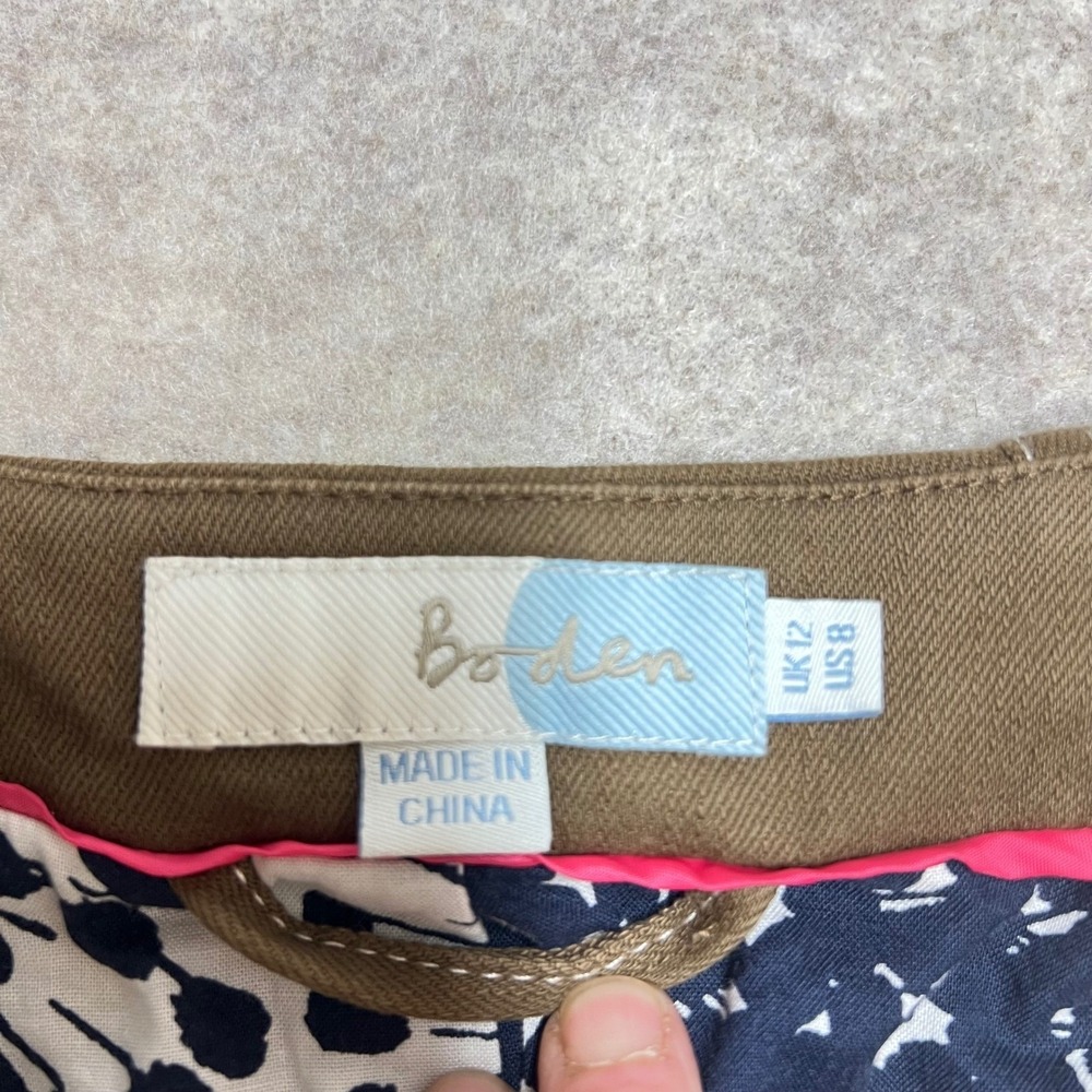 Boden Women Brown Cotton Contrast Stitch Utility Bomber Jacket Size US 8 GUC - Picture 3 of 9